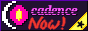 The text "cadence now!
								" on a purple background.
								There is a moon-shaped logo on the left side and a tiny star in
								the bottom right.