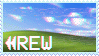 xp bliss stamp w/ vhs effect and text "rew"