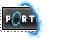 left half of portal logo, protruding through a portal