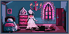 pink room with a hovering ghost